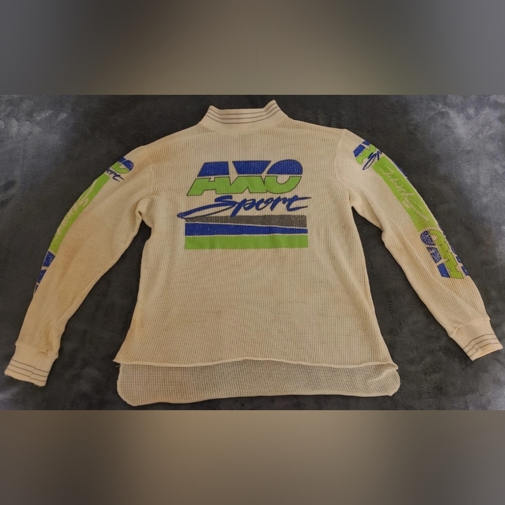 Vintage 80s AXO Sport Racing Long Sleeve Thermal Jersey USA size XL